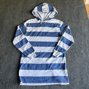 Vintage Silverwear Striped Hoodie Blue White Made in USA Mens Medium JA64-TH6
